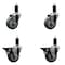 Service Caster 3.5'' Gray Poly Wheel Swivel 1-1/4'' Expanding Stem Caster Set 2 Brakes, 4PK SCC-EX20S3514-PPUB-2-PLB-2-114 - alternate 1